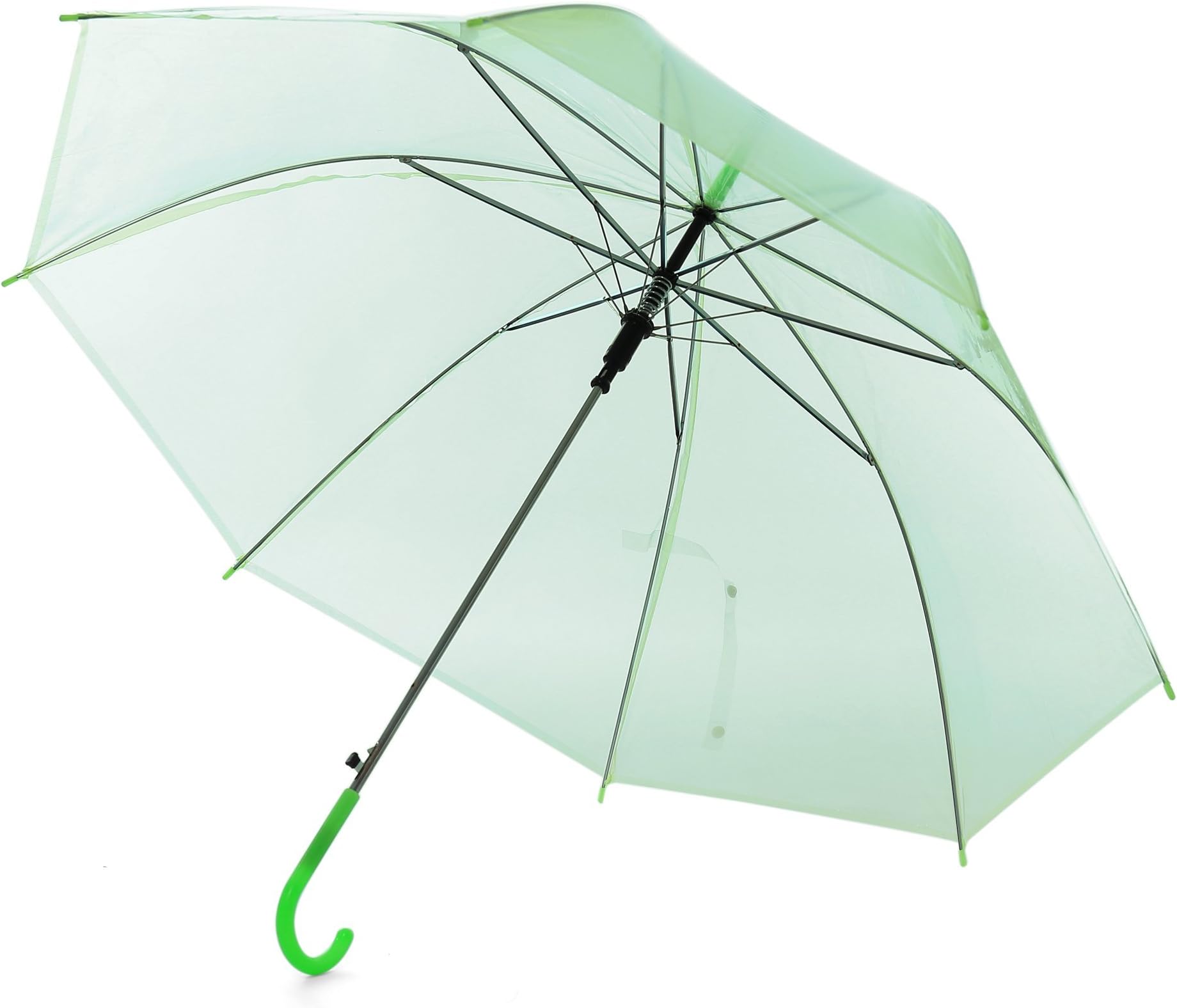 Green Transparent Unisex Stick Umbrella Brolly Quick Release