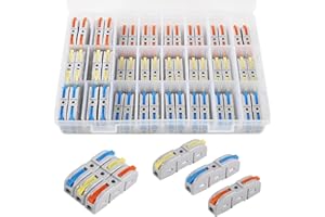 60pcs Lever Wire Connectors 1 in 1 Out Quick Wiring Cable Connector Compact Wire Terminal Block for 28-12 AWG, 28-14 AWG