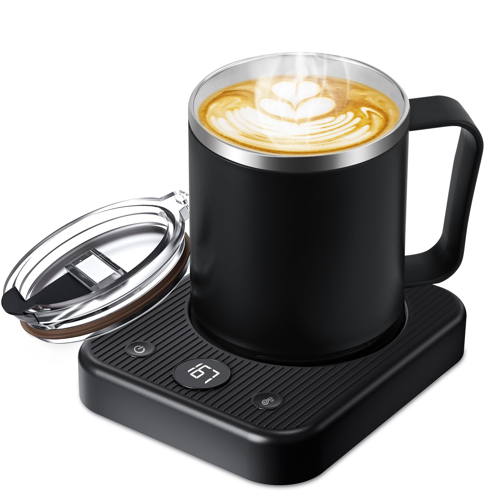 Photo 1 of ***CHARGING BASE IS MISSING//SIMILAR PRODUCT*** Waipfaru Coffee Warmer & Mug Set for Desk, Heated Cup With Auto Shut Off, Electric Self Heating & 3 Temperature Control Smart Mug for Office, Home and Travel, Black