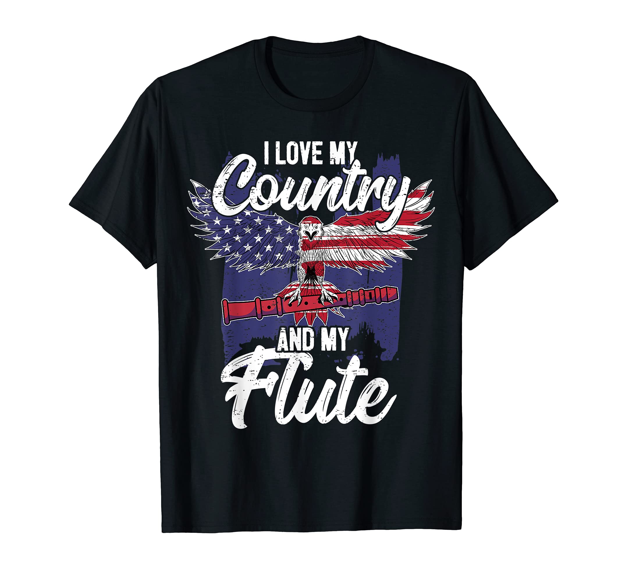Patriotic Flute Player Saying Flutist I American Eagle USA T-Shirt
