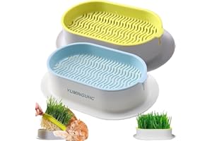 YUMINGUHC 2Pcs Cat Grass Planter (No Seeds Included) Wheatgrass Planting Trays Hydroponic Cat Grass Growing Kits for Indoor Cats Soilless Organic Nursery Box Pet Grass Pot (D)