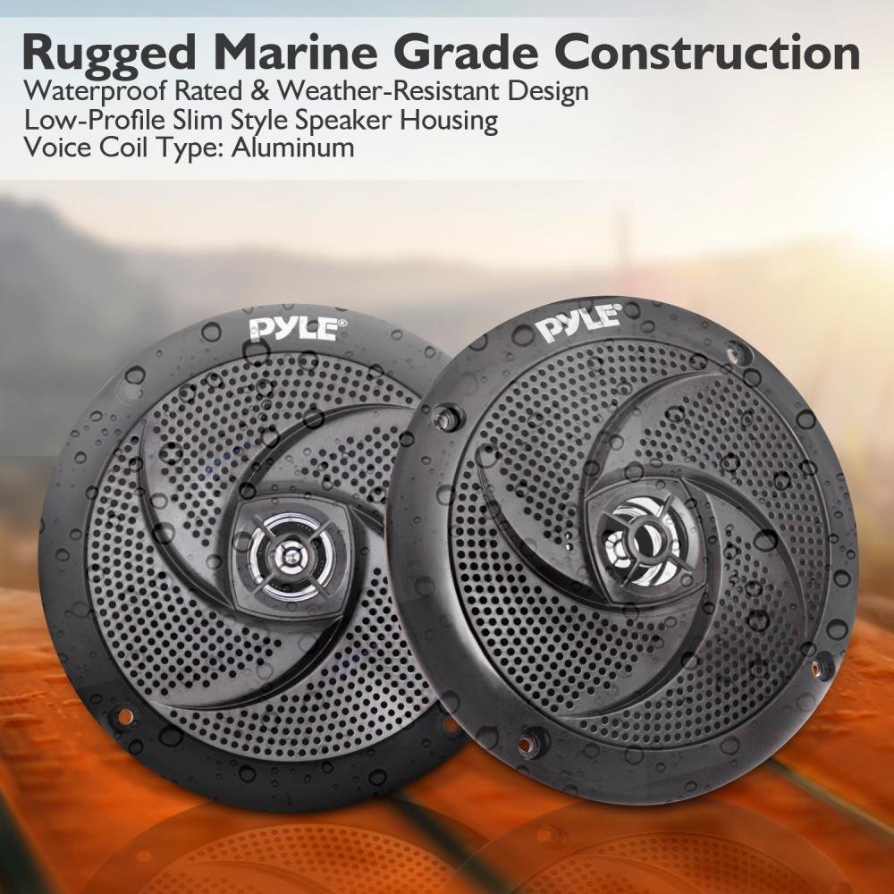 Marine Grade Speakers Low Profile 5.25 Inch Boat Car 2 Way Waterproof