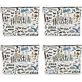 NBIAN 4PCS Houston Themed Makeup Bag - Houston Souvenirs Gift for Women, Travel Friendly Cosmetic Bag