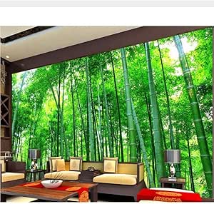 Inicio Hotel Decoración Papel de pared 3D Verde Bambú Naturaleza Foto