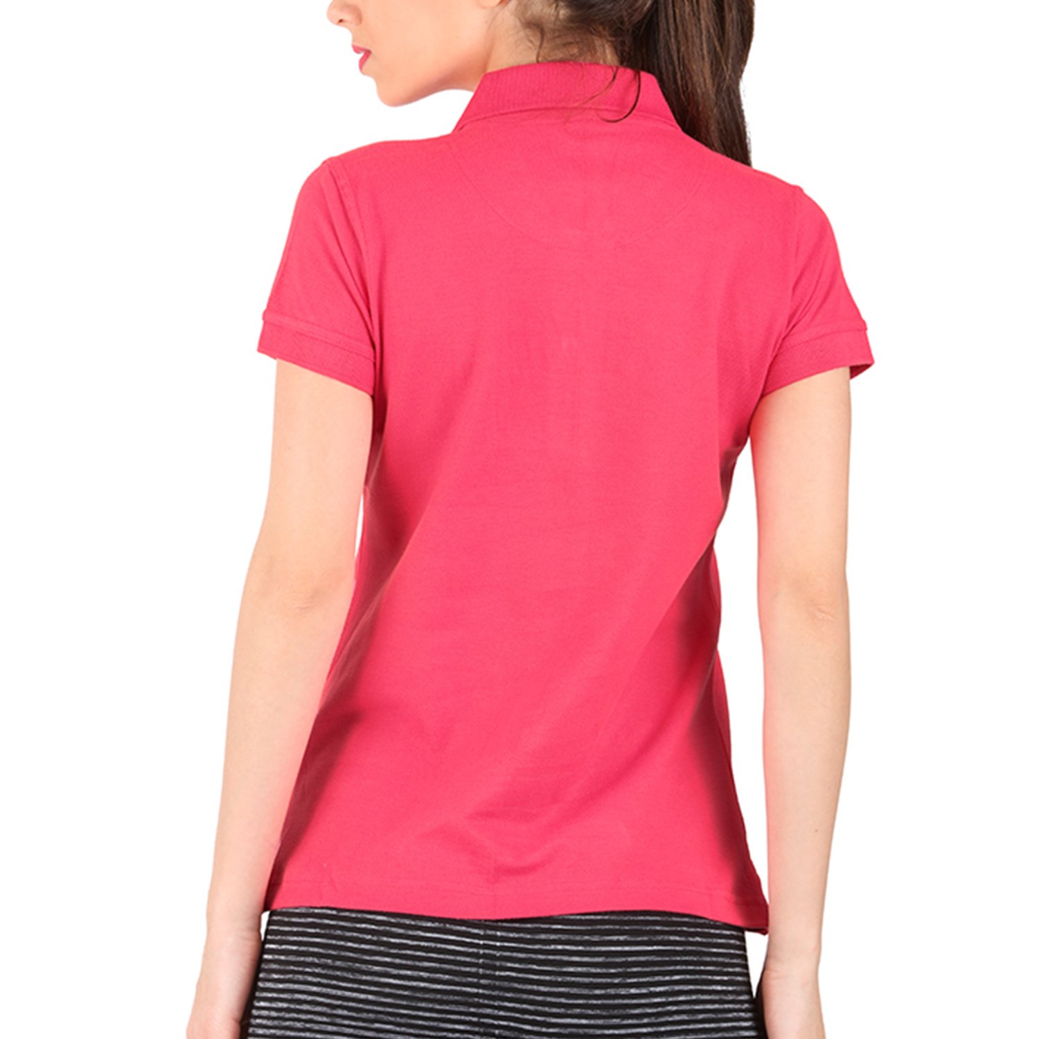 polo nation women's cotton polo t-shirt (pink)