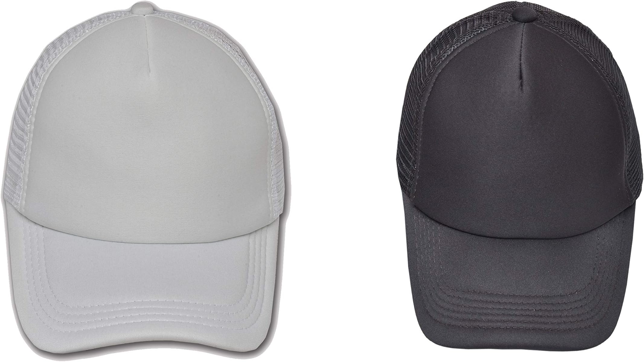 NexusWorld Stylish Cotton Baseball Adjustable Black & White Net Cap for Men/Women (Combo of 2)