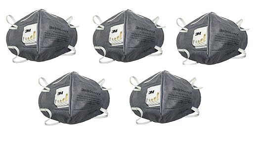 3M 9004GV Anti Pollution Mask, Pack of 5, Grey