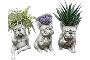 Funny French Bulldog Planter Pot, Creative Dog Flower Pot, Attitude Garden Decor Statue, Unique Outdoor Plant Container for H