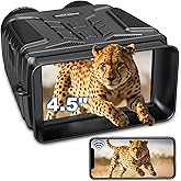Bozily Night Vision Goggles, 4.5'' HD Screen 4K Night Vision Binoculars, 4000mAH Rechargeable 7 Levels Infrared Binoculars for Adults with 8X Digital Zoom/32GB TF Card for Camping Wild Explore