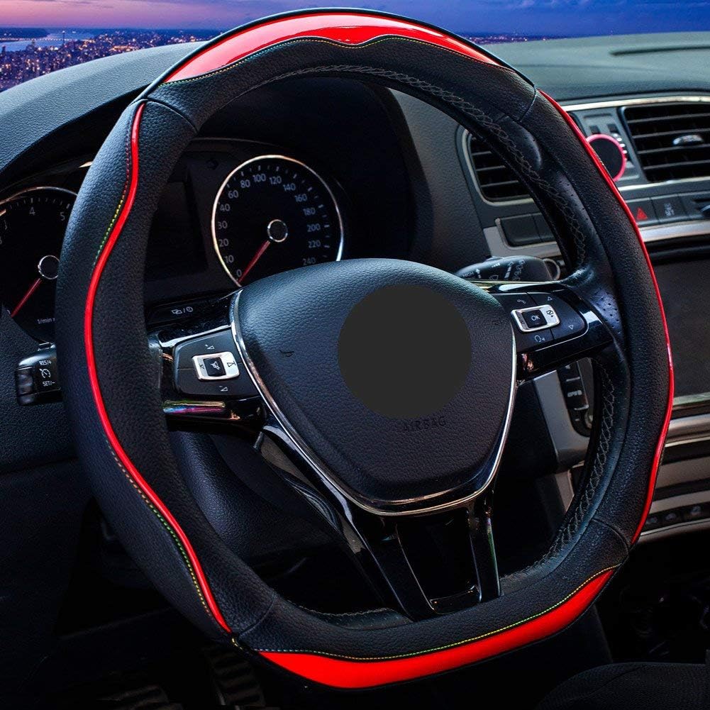 ZATOOTO Steering Wheel Cover Leather wheel covers 15 inch D type
