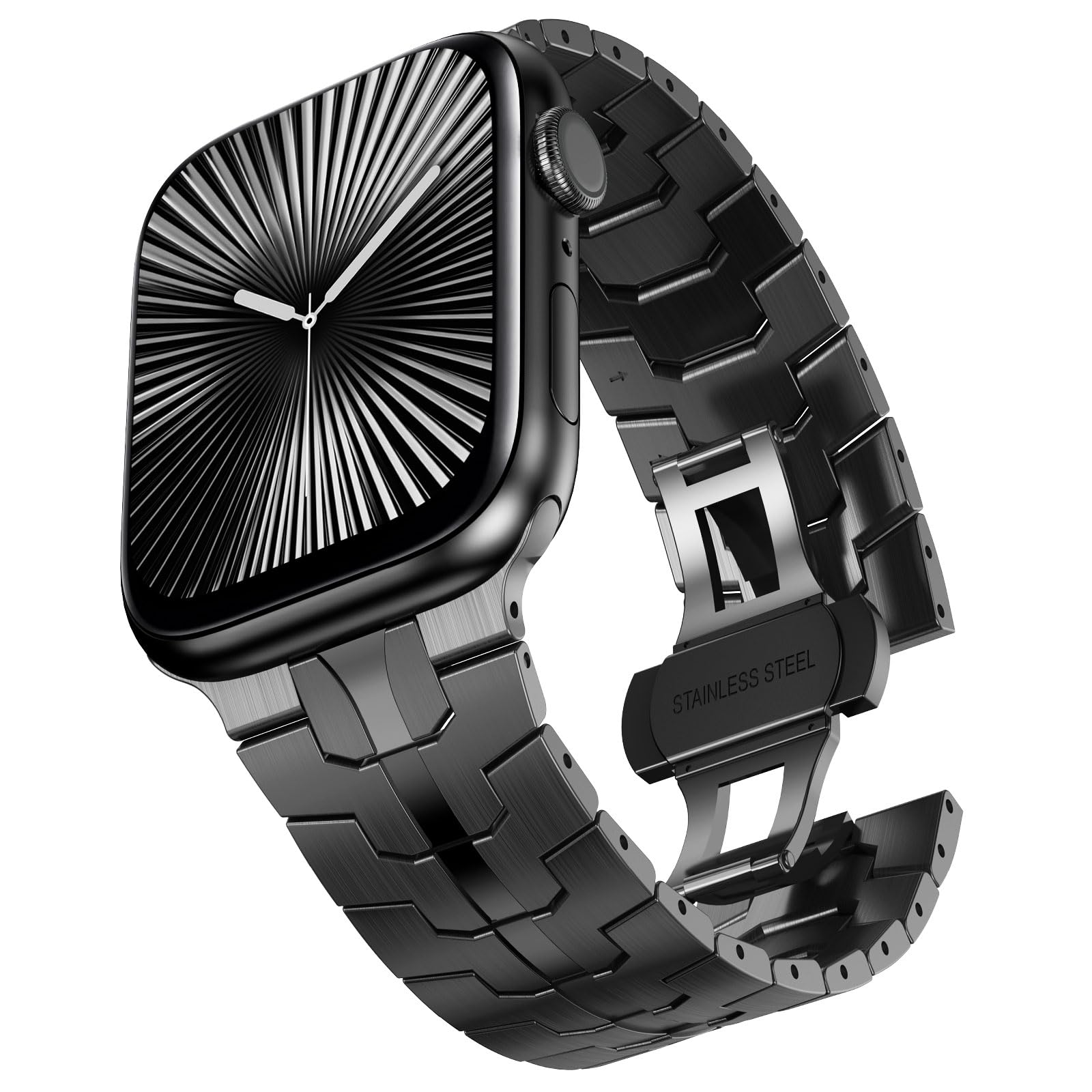 CHANCHY Stainless Steel Strap for Apple Watch Strap 42mm(Series 11 10) 41mm 40mm 38mm, Metal Link Bracelet Replacement Band for iWatch SE 3 2 1/Series 11 10 9 8 7 6 5 4 3 2 1, Black