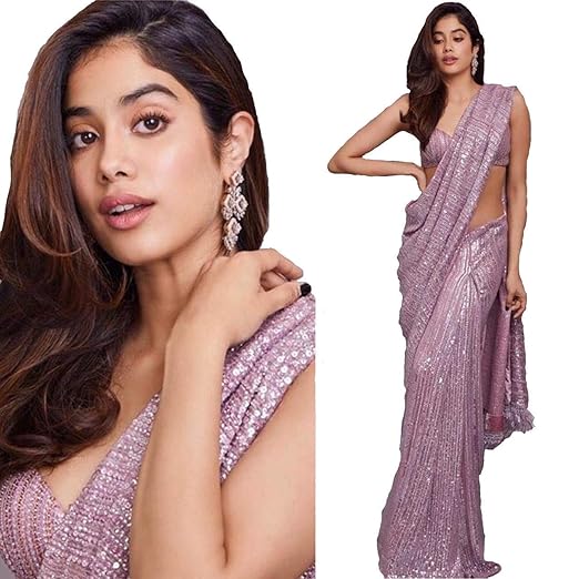 Womens Georgette Sequence Saree (YF-171, Purple)