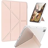 CLVervea for iPad Pro 11" & iPad Air 10.9" Case with Pencil Holder - Folding Folio Stand Case for iPad Air 6 & 5 & 4 (2024-2020), 2022-2018 iPad Pro (1st-4th Gen) Origami Case - Exquisite Pink