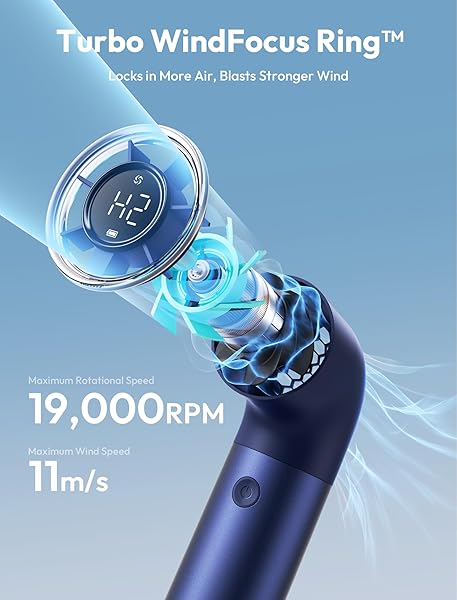 AECOOLY PORTABLE HANDHELD FAN, POWERFUL TURBO AIR TUBE FAN, 19000 RPM HIGH SPEED AERO PRO, 15H MAX COOLING TIME, 6 SPEEDS ALUMINUM CASE, MINI POCKET DESIGN, FOR TRAVEL BEACH OUTDOOR ACTIVITIES -BLUE