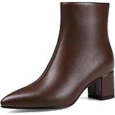 Abbleet Women's Ankle Boots Pointed Toe Chunky Block Heel Short Boots for Women Low Heeled Booties