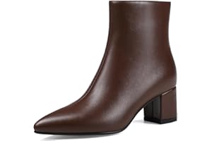 Abbleet Women's Ankle Boots Pointed Toe Chunky Block Heel Short Boots for Women Low Heeled Booties