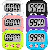 Lasubst Digital Kitchen Timers, Classroom Timers for Kids Teachers, 6 Color | Back to School Supplies Bulk, Classroom Must Haves, Min/Sec Count Up/Down, Magnetic Back, Loud Alarm, Lanyards Included