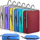 Hosuly 6 Pcs Compression Packing Cubes for Travel XL Expandable Luggage Organizers for Save Space Family Long Trips(Colorful,17.3 x 12.6'')