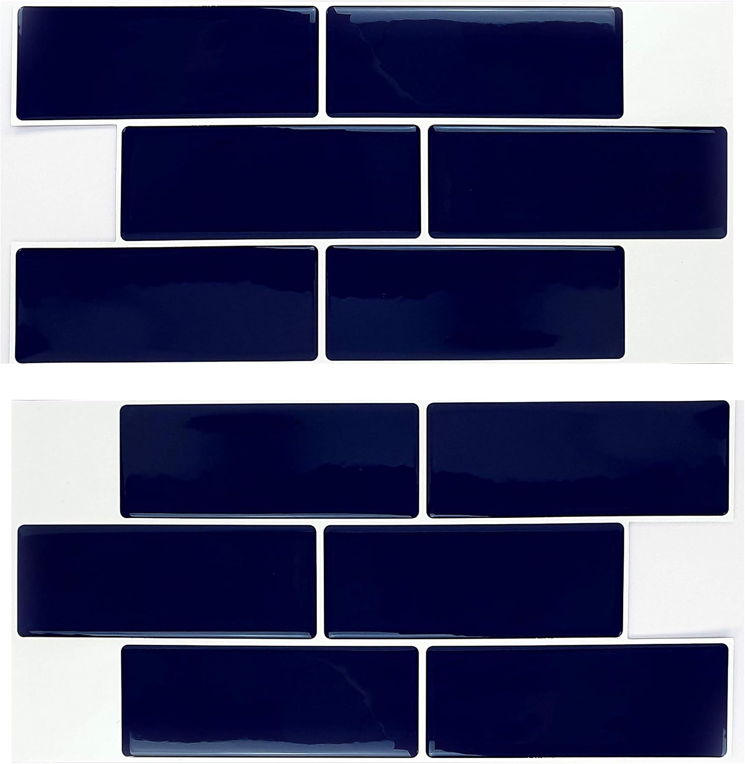 WALPLUS 3D Tile Stickers Peel and Stick Backsplash Splashback Decals Tile Transfer for Kitchen Bathroom Living Room Stick on Tile Waterproof Deep Blue 6 Sheets 30.5cm(12")