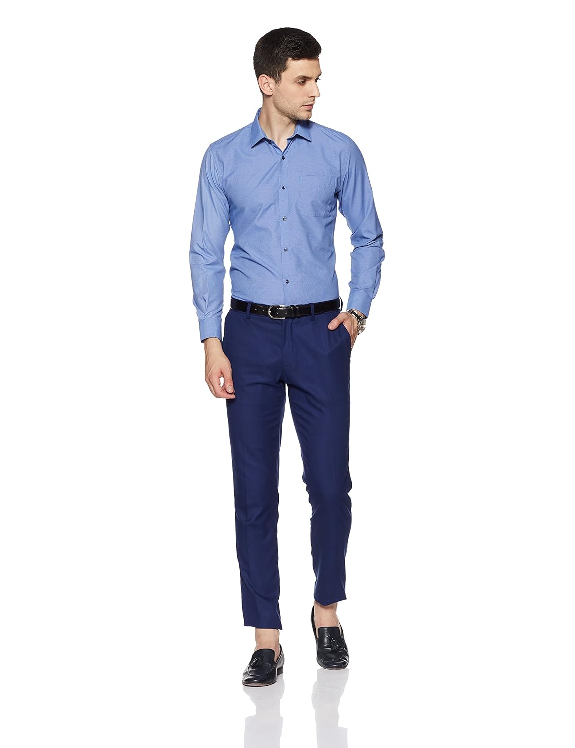 peter england men's plain slim fit formal shirt