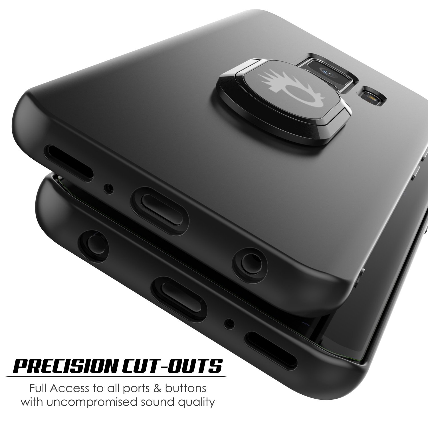 Galaxy S9 Case, Punkcase Magnetix Protective TPU Cover W/Kickstand, Ring Grip Holder & Metal Plate for Magnetic Car Phone Mount Plus PunkShield Screen Protector for Samsung S9 Edge [Black]