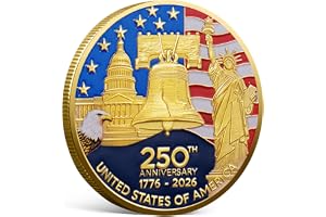 USA 250th Anniversary Commemorative Coin 1776-2026, America 250 Patriotic Challenge Coin, Double-Sided Collectible Token with Liberty Bell & American Eagle, US 250th Anniversary Souvenir Gift (1PCS)
