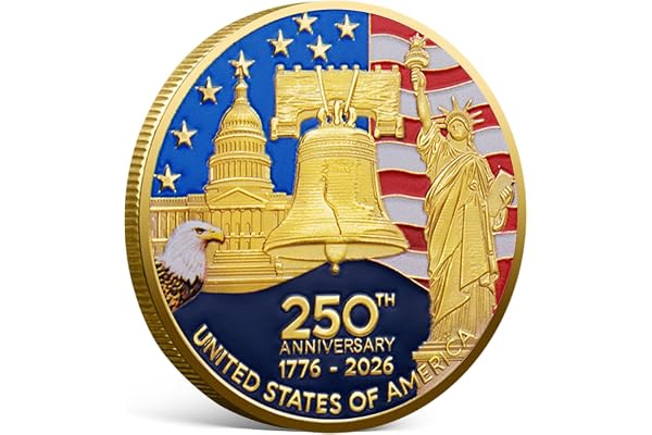 USA 250th Anniversary Commemorative Coin 1776-2026, America 250 Patriotic Challenge Coin, Double-Sided Collectible Token with Liberty Bell & American Eagle, US 250th Anniversary Souvenir Gift (1PCS)