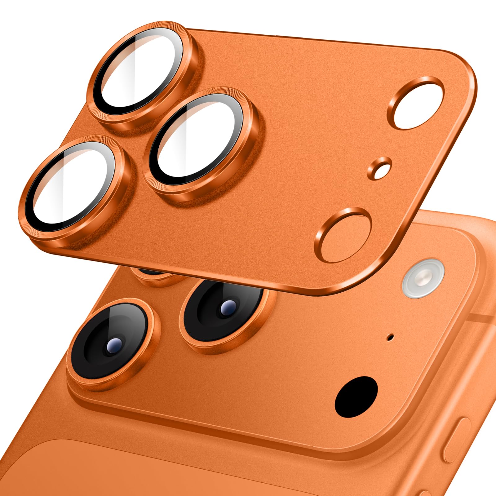 Photo 1 of JETech Camera Lens Protector for iPhone 17 Pro Max 6.9-Inch, Full Coverage 9H Tempered Glass Ring Cover, Matte Metal Plate, Case Friendly, 1-Pack (Orange)