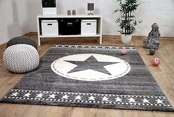 Savona Kinder und Jugend Teppich Army Star Grau in 5 Größen