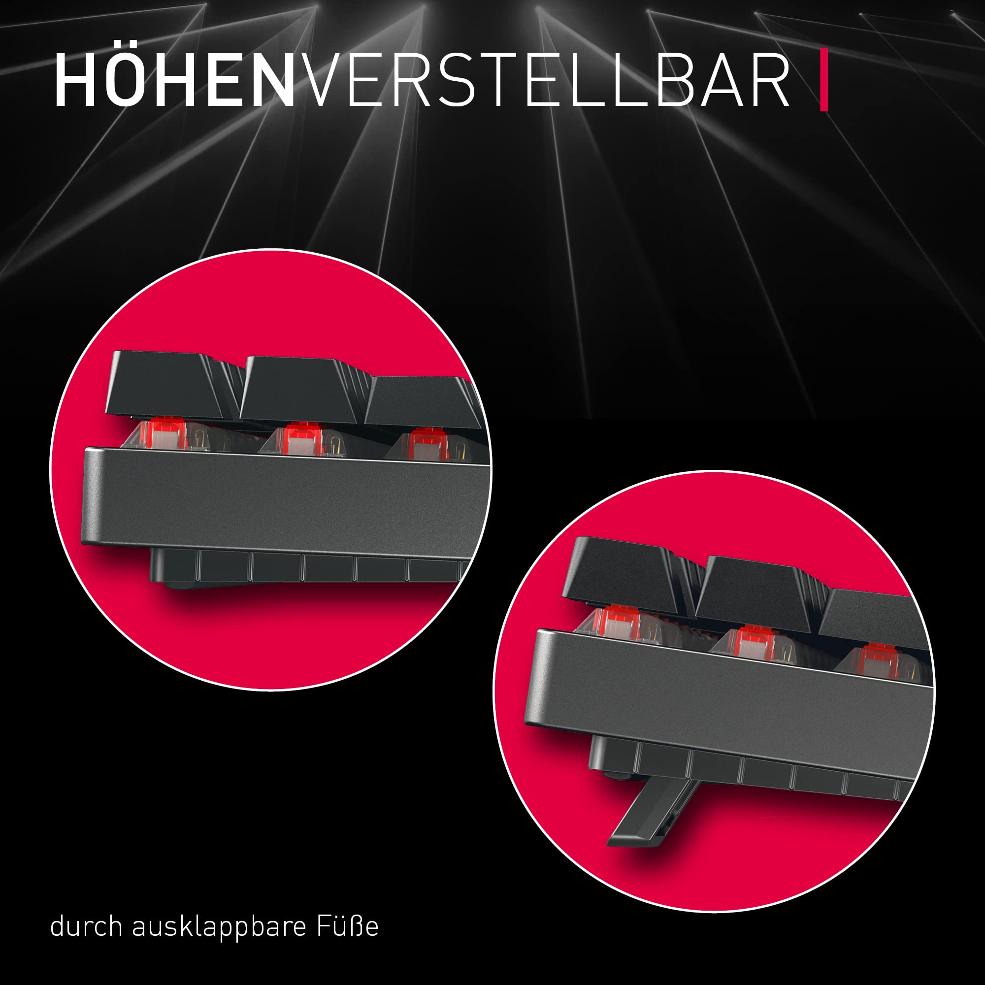 CHERRY MX 8.2 TKL Wireless, Kabellose Gaming-Tastatur ohne Nummernblock, Deutsches Layout (QWERTZ), Bluetooth, 2,4 GHz und Kabel, MX2A RED Switches, Weiß 6