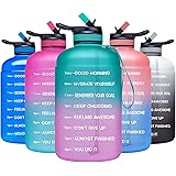 ADOLPH Large Half Gallon Motivational Water Bottle with 2 Lids (Chug and Straw), Leakproof BPA Free Tritan Sports Water Jug w