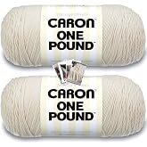Noyiyu Caron One Pound Yarn - 2 Pack with Pattern Cards in Color (Off White)