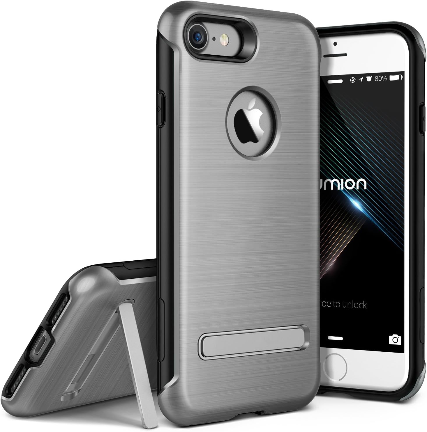 iPhone 7 Case :: Lumion X VRS :: Dual Layer Hard Drop Protection :: Slim Thin Fit :: Heavy Duty Shock Absorption Cover Apple iPhone 7 2017 (Duo Guard - Silver)