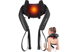 MASGRE Shiatsu Back and Neck Massager, Cordless Shoulder Massager with Heat, Electric Deep Tissue 3D Kneading Massage Pillow for Shoulder, Leg, Body Muscle Pain Relief, Gifts for Men Women