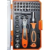 TOOLMAK Ratcheting Screwdriver Set Screwdriver 42 in 1 Ratchet Wrench Set, With Rotatable Ratchet Handles ＆ Storage Case, Household Repair Tool Kits for Bike