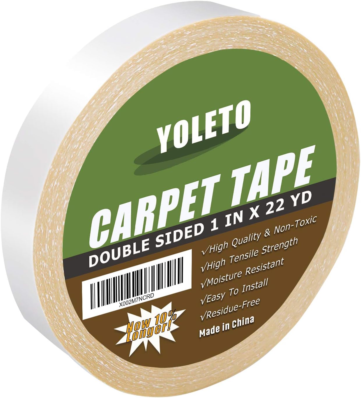 Double Sided Carpet Tape for Area Rugs, Heavy Duty Sticky Adhesive Rug Gripper for Hardwood Floors, Outdoor Rugs, Pads, Mats, Stair Treads Non-Slip (2 Inch x 11Yards) - - 