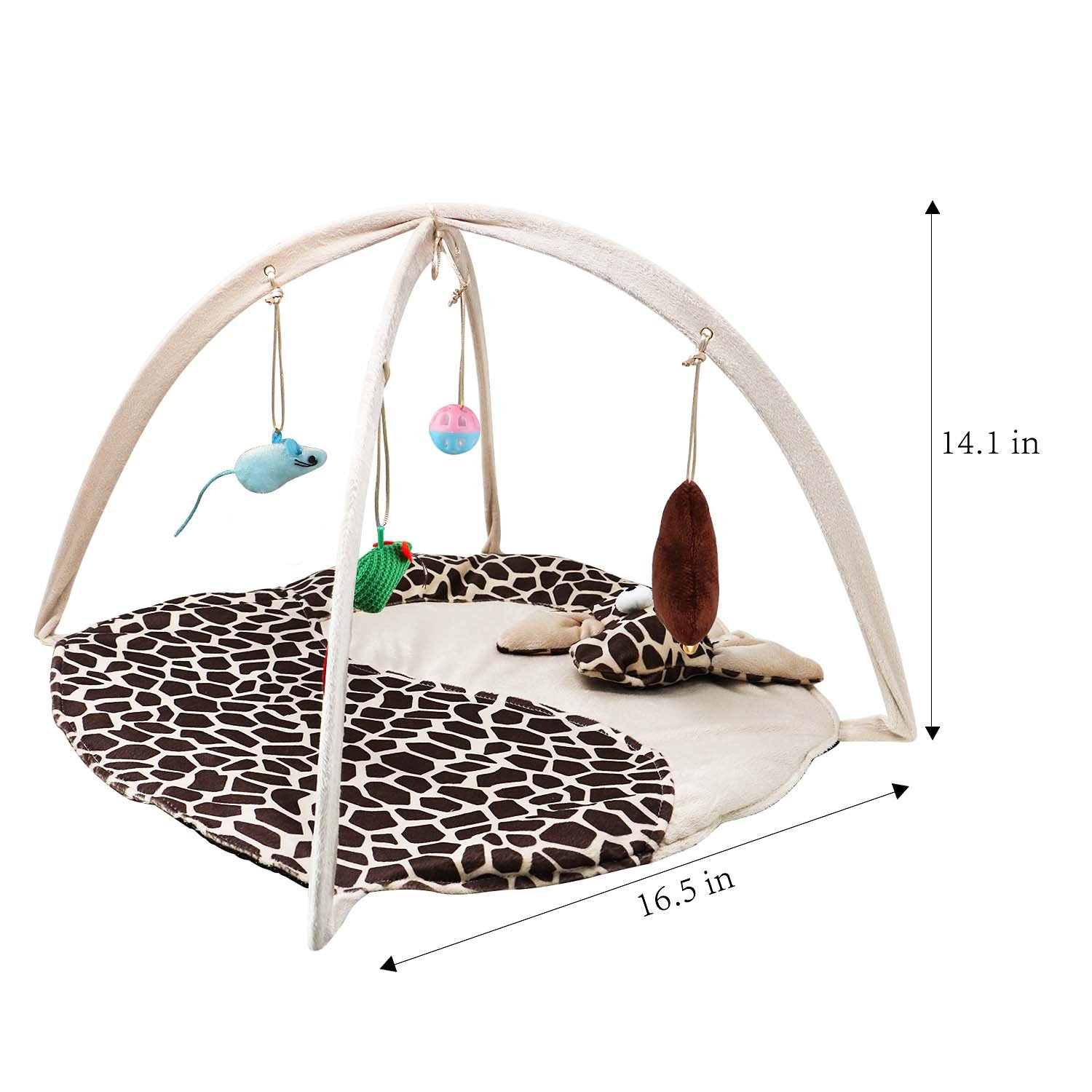 B Bascolor Cat Play Mat Bed with 4 Hanging Toys Bell Balls Crinkle Toy