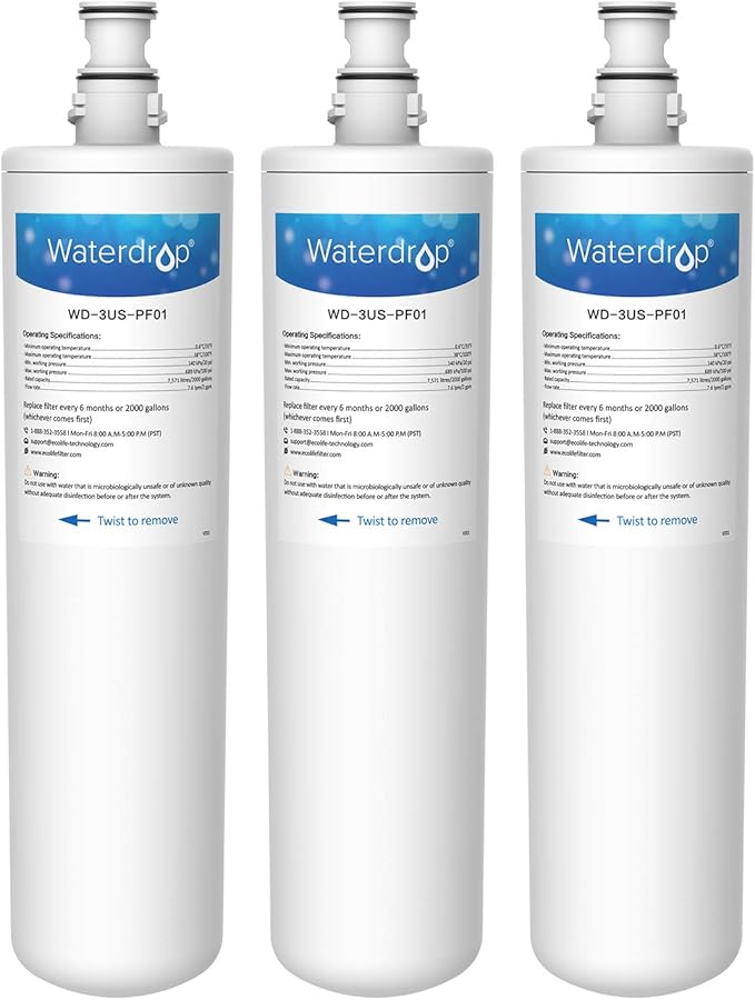 Waterdrop 3USPF01 Under Sink Water Filter, Replacement for