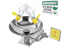 Crystmetal Eye Wash Station, Wall-Mounted Emergency, Portable First Aid Eyewash Station Eye Irrigation Sign, 304 Stainless Steel