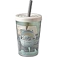 Zak Designs Star Wars The Mandalorian Double Wall Tumbler with Lid and Straw Made of Break-Resistant Plastic (Baby Yoda/The Child, 13oz, BPA Free) (SWSD-V540)