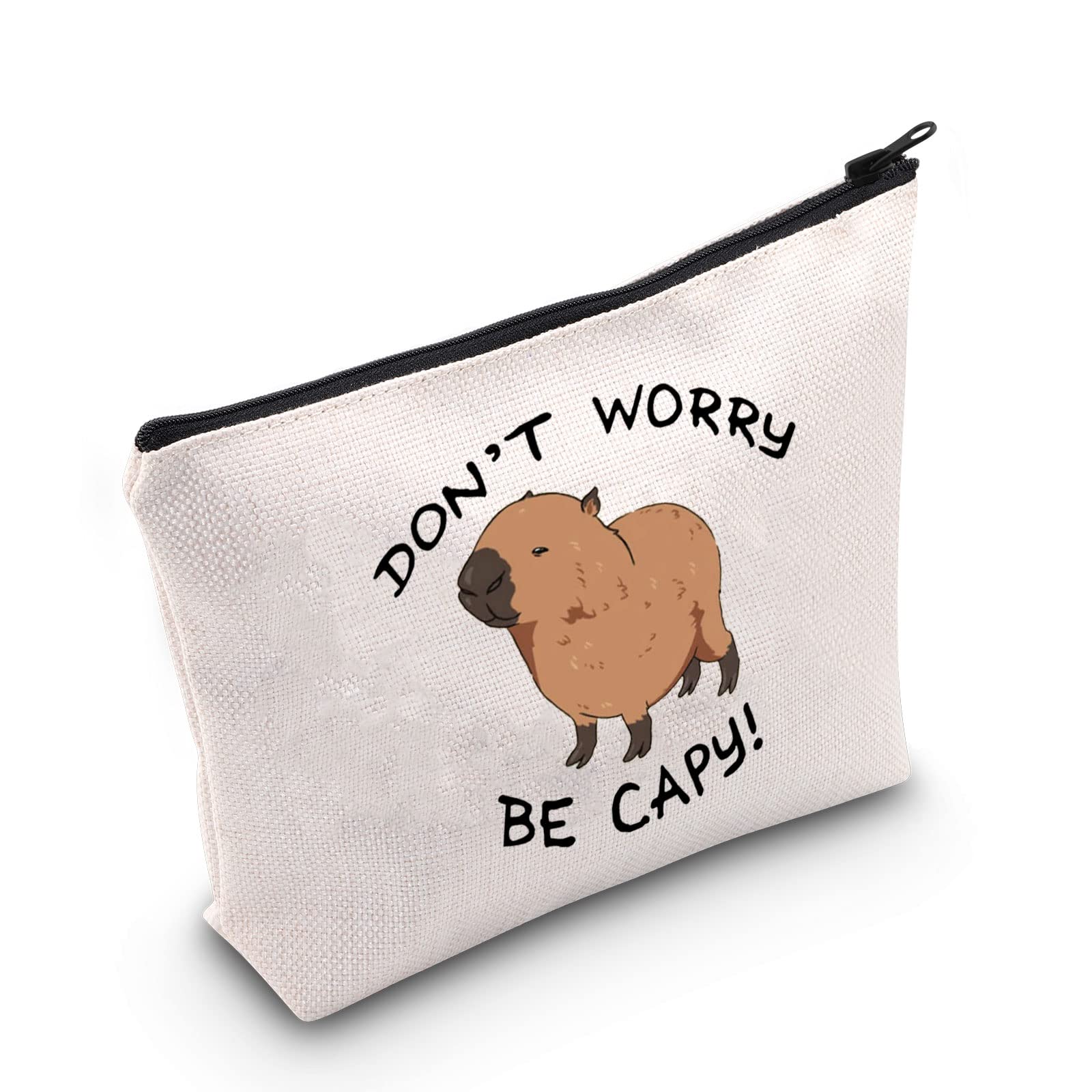 Capybaras Makeup Bag Animals Theme Gift Funny Don’t Worry Be Capy Makeup Bag Animal Parody Gift Capybaras Animal Lover Gift (U.Be Capy)
