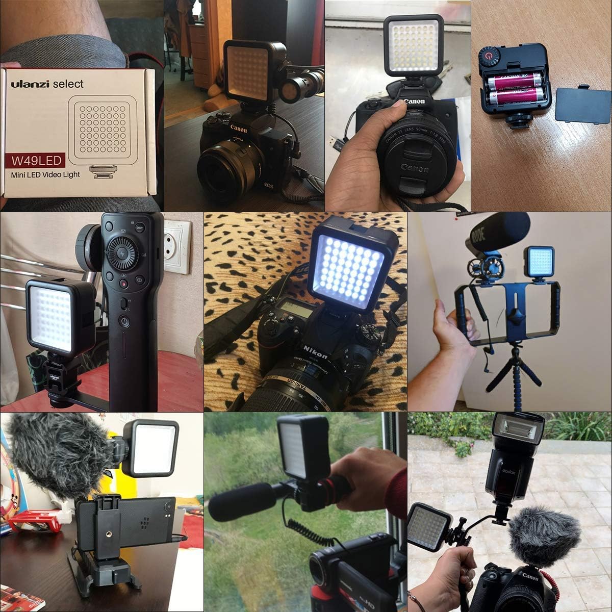 Ulanzi Ultra Bright LED Video Light - LED 49 Dimmable High Power Panel Video Light for DJI Ronin S SC OSMO Mobile 3 2 Zhiyun WEEBILL Smooth 4 Gimbal for Canon Nikon Sony Digital DSLR Cameras : Camera & Photo