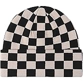CORIRESHA Outdoor Plaid Beanie Cuff Unisex Winer Warm Soft Knit Hat