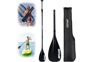 Goture Kids Sup Paddle, 3 Piece Floating Sup Paddle with Storage Bag, Adjustable Youth Kayak Paddle, 50.8''-67.3'' Kids Paddle Board Paddle, Nylon/Carbon Blade & Carbon Fiber and Fiberglass Shaft