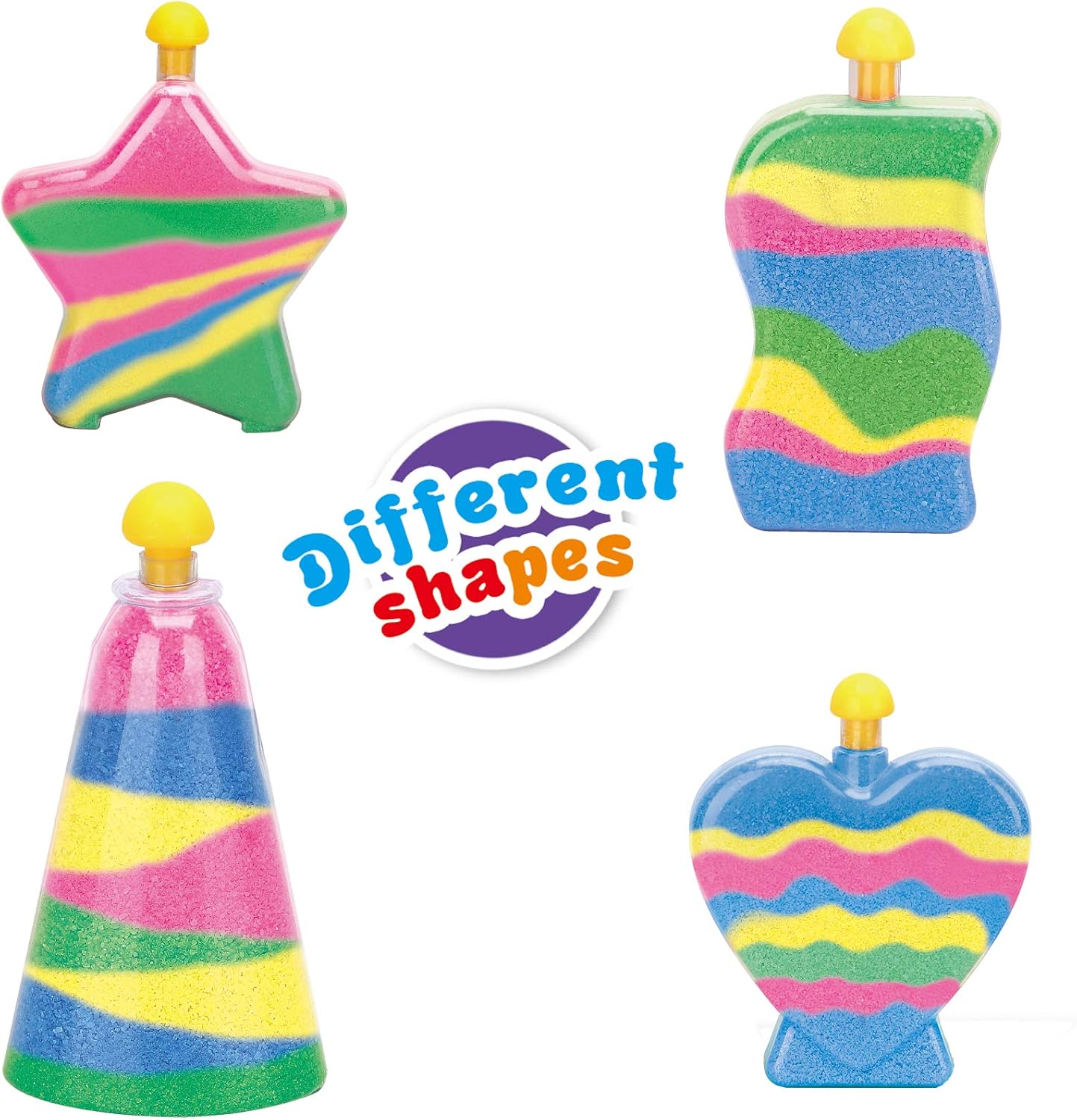 12 Pack Create Your Own Colored Sand Art Kits - Includes 12 Bottles, Funnels, Sticks, 48 Bags of Sand - Ideal for Kids Arts and Crafts, Schools, Birthday Party Favors Bulk (1 Dozen in Box): Toys & Games