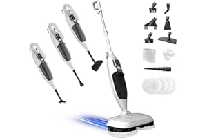 Torder Steam Mop with 13 Accessories,Steam Cleaner for Home,Floor Scrubber spin mop for Hard Floors Deep Cleaning, 4 Washable Mop Pads for Home Use, 550ml Capacity,30 Second Heat-Up(White)