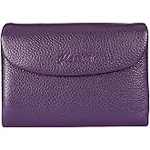 DAMAIKE Wallet for Women [Genuine Leather] [Magnetic Closure], Large Capacity Female Ladies Bifold Wallet Card Holder, ID Window, Zipper Coin Pockets (Purple)