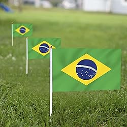 Brazilian Flags 20 Pack, Small Handheld Flags of