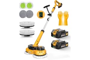 qimedo 6000mAh Battery Cordless Electric Mop M1 Pro, 800RPM Electric Power Scrubber & Mops for Floor Cleaning, Automatic Spin Mops with Smart Display,Rotating Mop with LED Light & Water Spray