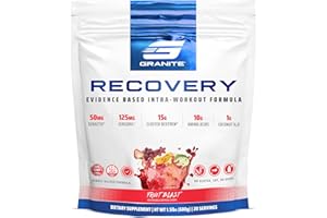 GRANITE SUPPLEMENTS Granite Recovery for Intra & Post Workout |10g Aminos, Electrolytes, Cluster Dextrin for Muscle Recovery & Growth | Amino Acids Supplement with Sensoril | 20 Servings | Fruit Blast